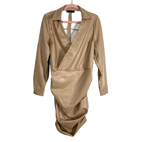 Fashion to Figure Tan Faux Leather Dress- Size 0 (XL)