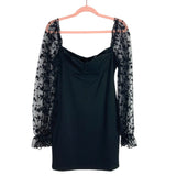 No Brand Black Sheer Velvet Butterfly Sleeve Dress- Size XL