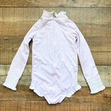 Sun House Children's Light Purple with Orange Flowers Smocked Ruffle Long Sleeve One Piece- Size 5