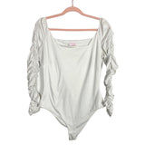 Pink Lily White with Cinched Sleeves Bodysuit- Size XL (see notes)