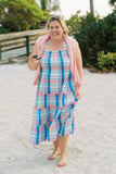 Maxwell and Geraldine Pink Madras Halter Tie Brooke Smocked Ruffle Dress- Size XXL