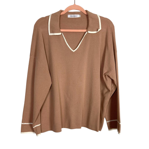 Anrabess Camel Two Piece Lounge Set- Size XL