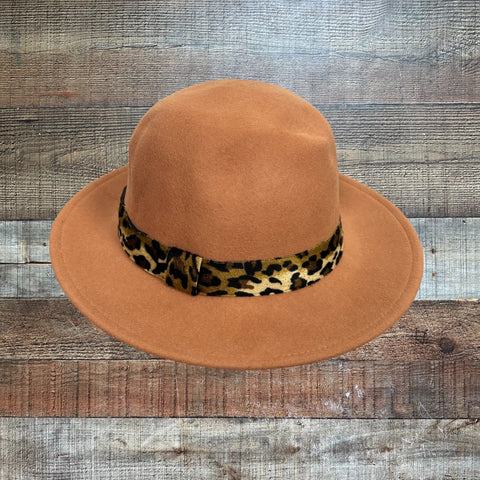 Halogen Camel Animal Print Belted Wool Hat