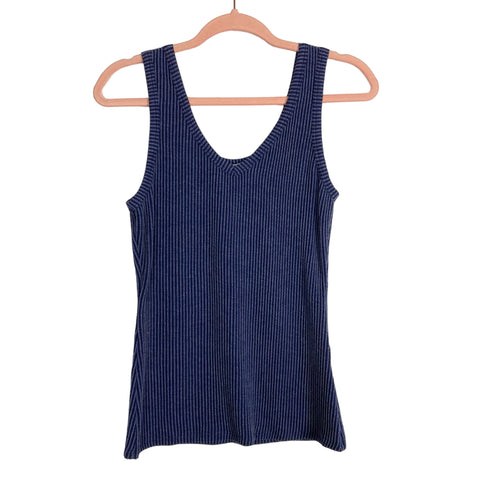 P.S.Kate Blue Ribbed Tank- Size S