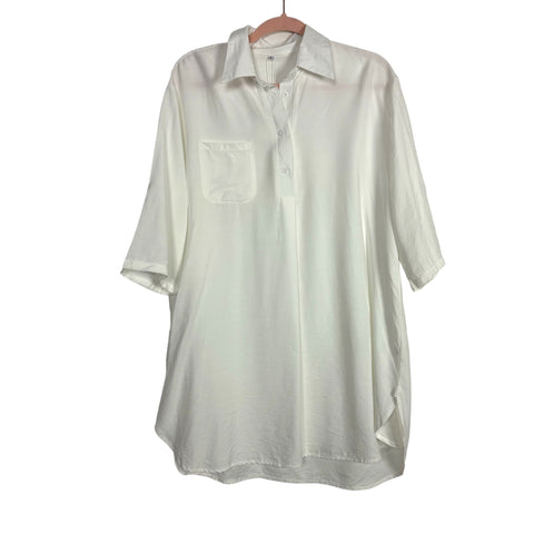 SMX White Collared Roll Tab Sleeve Shirt Dress NWT- Size S