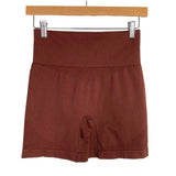 No Brand Brown Biker Shorts and Sports Bra Set- Size M (sold as a set)
