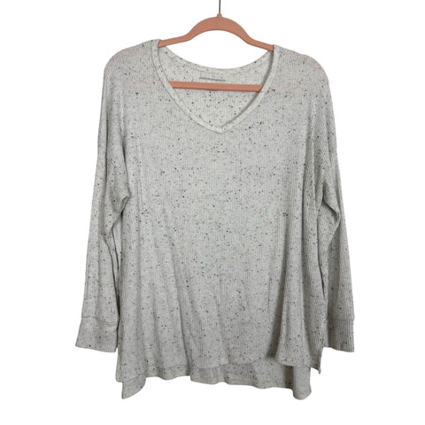 American Eagle White Speckled V-Neck Top - Size S (See Notes)