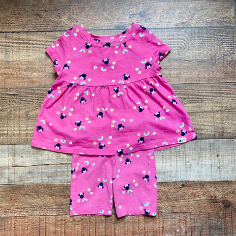 Disney Baby Gap Pink Minnie Mouse Print Shorts Set- Size 3 Years
