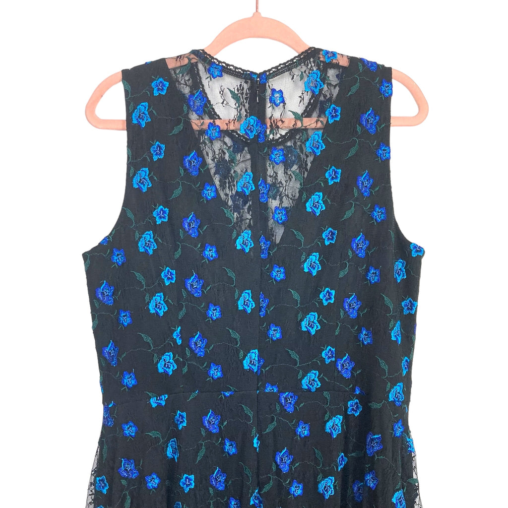 Dress the Population Black with Blue and Green Embroidered Floral Lace The Saved Collection Dress the Population Black with Blue and Green Embroidered Floral Lace The Saved Collection