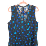Dress the Population Black with Blue and Green Embroidered Floral Lace Overlay Dress- Size XL