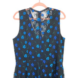 Dress the Population Black with Blue and Green Embroidered Floral Lace Overlay Dress- Size XL