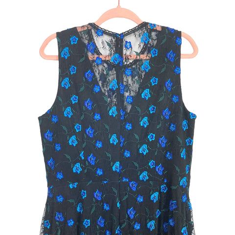 Dress the Population Black with Blue and Green Embroidered Floral Lace The Saved Collection Dress the Population Black with Blue and Green Embroidered Floral Lace The Saved Collection