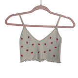 Out from Under Cream Ribbed Embroidered Orange Print Cropped Cami- Size XS/S