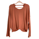 Aerie Burnt Orange with Terry Cloth Detail Open Twist Back Sweatshirt- Size S (see notes)