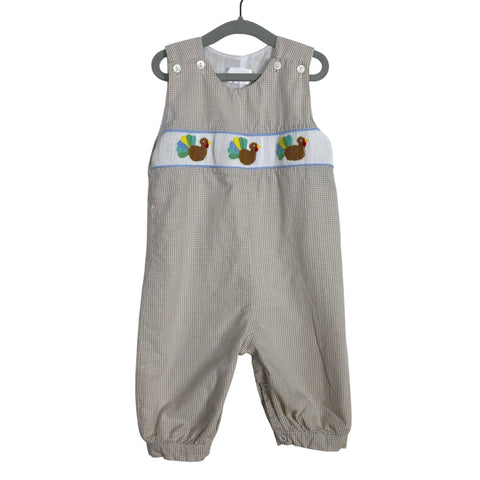 Cecil And Lou Tan Gingham Turkey Outfit - Size 9M (See Notes)