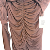 NBD Chocolate Cinched One Shoulder Side Cutout Back Slit Dress NWT- Size L (sold out online)