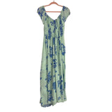 Free People Green Blue Floral Side Slit Back Tie Dres- Size M (see notes)