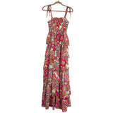 Flying Tomato Smocked Bodice Floral Tie Strap Dress- Size M