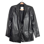 Abercrombie & Fitch Black Faux Leather Boyfriend Blazer - Size S