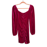 AURA Fuchsia Velvet with Front and Back Ruching Dress- Size XS