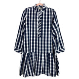 Tuckernuck Navy Check Linen Blend Ruffle Button Front Tate Dress- Size XXXL (sold out online)