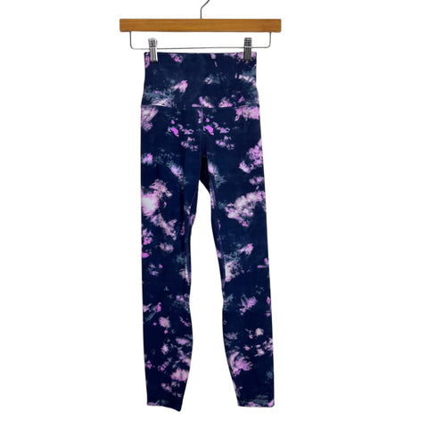 Lululemon Navy Blue/Pink/Blue Patterned Leggings - Size 2 (Inseam 23")