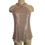 Grace Karin Champagne Sequins Halter Top NWT- Size S