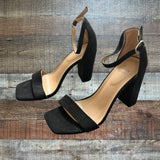 A New Day Black Suede Heel Sandals- Size 7 (see notes)