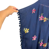 Pool to Party Navy Floral Pom Pom Trim Kimono- One Size
