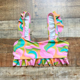 Show Me Your Mumu Barbie Pinks and Greens Ruffle Bikini Tops- Size S (sold out online, we have matching bottoms, see notes)