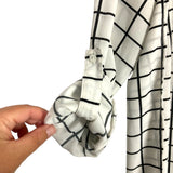 Lumiere White and Black Check Sheer Side Hi/Low Tunic Blouse- Size S (see notes)