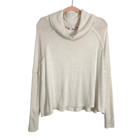Evereve Beige with Ribbed Turtleneck and Sleeves Top- Size S