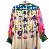 No Brand Cream Printed Collared Button Up Dress- Size L