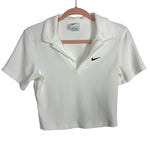 Nike White Cropped Collared Tee- Size S