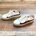 Yebo Maroon Striped Vegan Leather Sneakers- Size 6