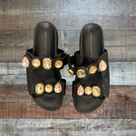 Sophia Webster Black Leather Velcro Strap Jeweled Sandals- Size 36 (Sold Out Online)