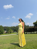 Alexis Saab Yellow Satin Halter Dress- Size S (see notes)