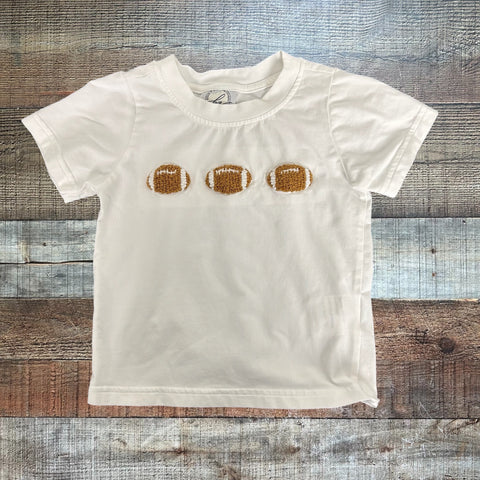 Beck & Gray Boutique White Embroidered Football Top- Size 18M