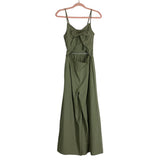 No Brand Sage with Front Cut Out and Tie and Smocked Back Jumpsuit- Size S