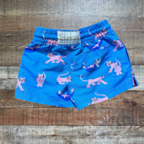 The Beaufort Bonnet Blue with Pink Tiger Print Swim Shorts- Size 18-24M