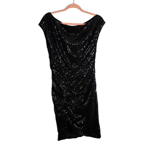 Grace Karin Black Sequins Boat Neck with Side Ruching Dress NWT- Size S (sold out online)