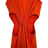No Brand Orange Front Twist Side Cutout and Slits Dress- Size S