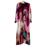 Aura Multi-Color Print with Stars High Neck Maxi Dress- Size S (see notes)