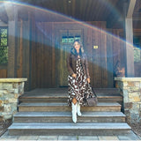 ASTR Brown/White Abstract Printed Linen Blend Smocked Bodice with Removable Strap Halter Dress- Size S (sold out online)
