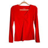 Candace Cameron Bure Red Ruched V-Neck Top- Size XXXS