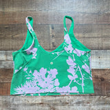 Lululemon Green Purple Floral Built in Shelf Bra Cropped Tank- Size 12 (see notes)