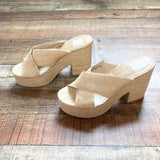 Dolce Vita Beige Raffia Criss Cross Strap Sandals- Size 7.5