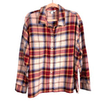 Old Navy Maroon/Blue/Pink Plaid The Boyfriend Shirt Flannel Button Up- Size XL