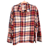 Old Navy Maroon/Blue/Pink Plaid The Boyfriend Shirt Flannel Button Up- Size XL