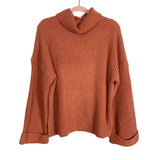 No Brand Rust Chunky Knit Turtleneck Tunic Sweater- Size OS